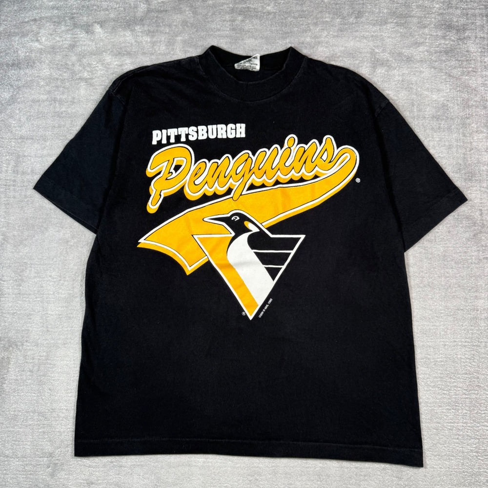 Pittsburgh Penguins Shirt Youth Large Black Vintage 1992 NHL Single Stitch